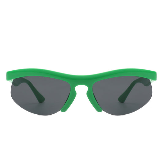 Fliygua - Rectangle Half Frame Sport Square Sunglasses