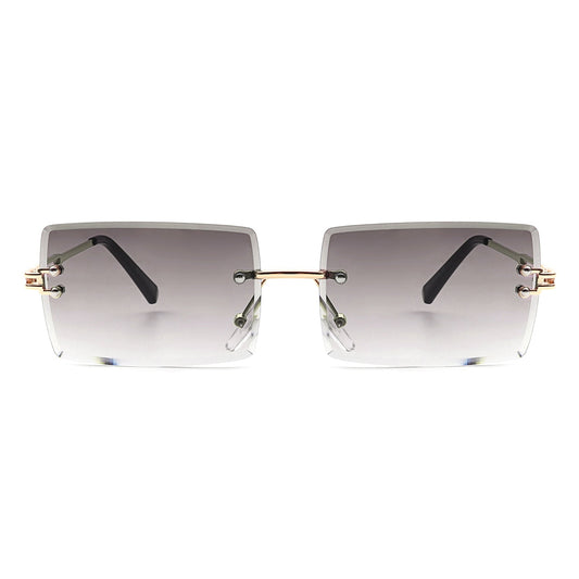 Tyriel - Classic Rimless Retro Rectangle Tinted Fashion Sunglasses