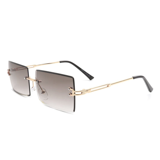 Tyriel - Classic Rimless Retro Rectangle Tinted Fashion Sunglasses