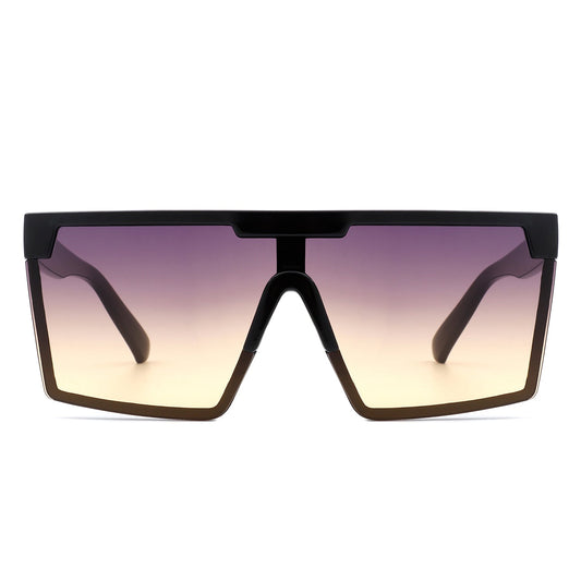 Vitalize - Oversize Retro Square Flat Top Tinted Fashion Women Sunglasses