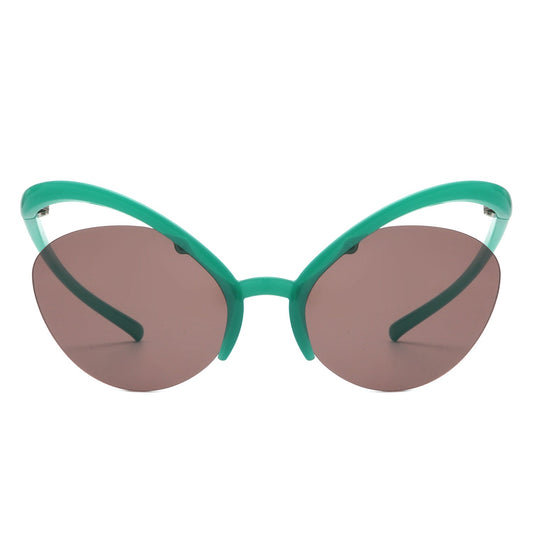 Astrein - Rimless Futuristic Oval Irregular Fashion Cat Eye Sunglasses